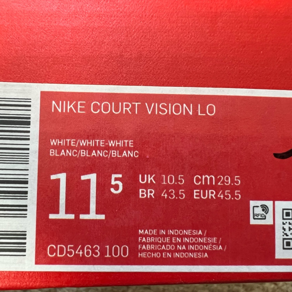 Nike Court Vision Low Men's White/White Leather Sneakers CD5463-100 Shoes 11.5